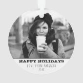 Moderne zwart-wit geluksfoto voor vakantie ornament (achterkant)