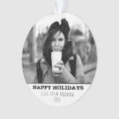 Moderne zwart-wit geluksfoto voor vakantie ornament (voorkant)