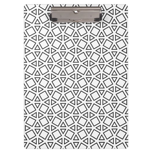 Moderne Zwart-Wit Geometrisch Driehoekpatroon Klembord (Voorkant)