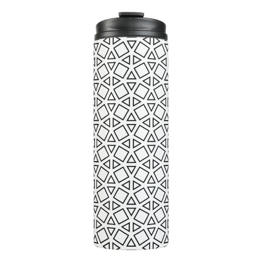 Moderne Zwart-Wit Geometrisch Driehoekpatroon Thermosbeker (Voorkant)