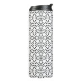 Moderne Zwart-Wit Geometrisch Driehoekpatroon Thermosbeker (Gedraaid links)