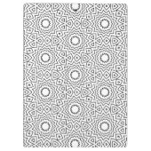 Moderne Zwart-Wit Geometrisch Mandala Patroon Klembord (Achterkant)