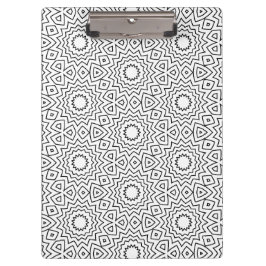 Moderne Zwart-Wit Geometrisch Mandala Patroon Klembord