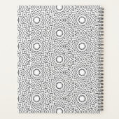 Moderne Zwart-Wit Geometrisch Mandala Patroon Planner (Achterkant)
