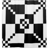 Moderne Zwart-Wit Geometrisch Patroon Douchegordijn (Voorkant)