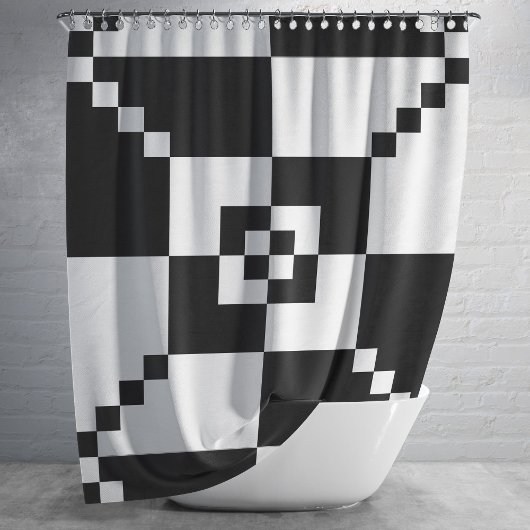 Moderne Zwart-Wit Geometrisch Patroon Douchegordijn
