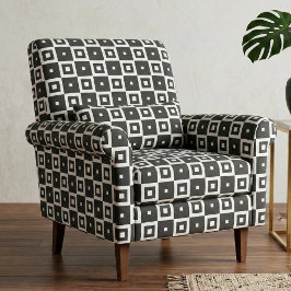 Moderne Zwart-Wit Geometrisch Vierkant Patroon Stof