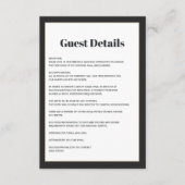 Moderne zwart-wit geometrische bruiloft gasteninfo informatiekaartje (Voorkant)