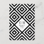Moderne zwart-wit geometrische bruiloft gasteninfo informatiekaartje (Achterkant)