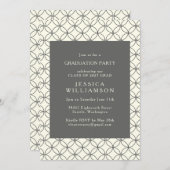 Moderne Zwart Wit Geometrische Deco Afstudeerfeest Kaart (Voorkant / Achterkant)