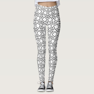 Moderne zwart-wit geometrische driehoek patroon leggings