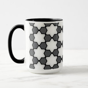Moderne zwart-wit geometrische ster koffiemok mok