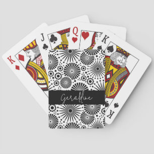 Moderne zwart-wit geometrische stervormige explosi pokerkaarten