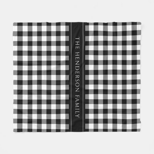 Moderne zwart-wit geplakte familienaam fleece deken (Voorkant (Horizontaal))