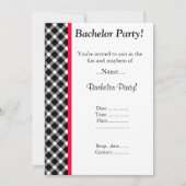 MODERNE ZWART WIT GERUIT BACHELOR PARTY KAART (Voorkant)