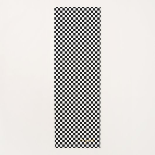 Moderne zwart wit geruit monogram oefening yogamat (Voorkant)