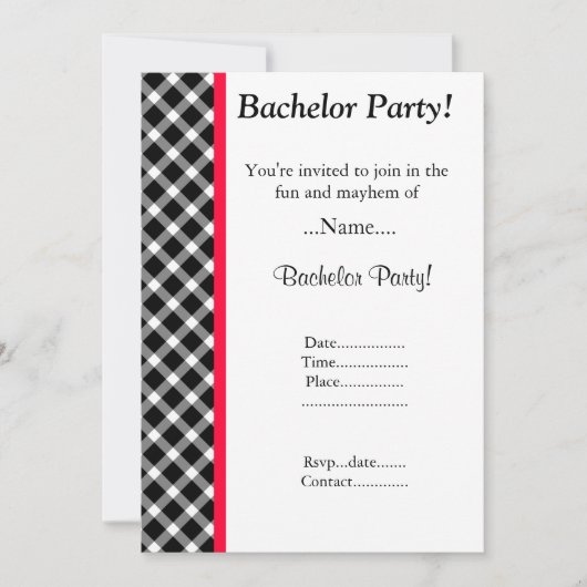 MODERNE ZWART WIT GERUIT VERLOF PARTY KAART (Voorkant)