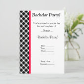 MODERNE ZWART WIT GERUIT VERLOF PARTY KAART (Staand voorkant)