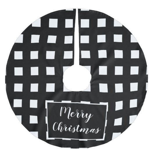 Moderne zwart-wit geruite kerst kerstboom rok (Voorkant)