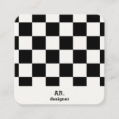 Moderne Zwart Wit Geruite Qr Code Vierkante Visitekaartje (Voorkant)