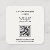 Moderne Zwart Wit Geruite Qr Code Vierkante Visitekaartje (Achterkant)