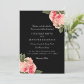 Moderne zwart-wit gestreepte bruiloft uitnodigt kaart (Staand voorkant)