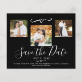 Moderne Zwart-Wit Gestreepte Foto Save the Date (Voorkant)