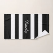 Moderne zwart-wit gestreepte patroonnaam bad handdoek (Handdoek)
