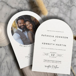 Moderne zwart-wit getextureerde boog-huwelijksfoto kaart