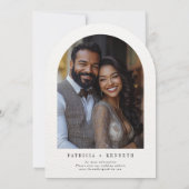 Moderne zwart-wit getextureerde boog trouwfoto kaart (Achterkant)