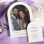 Moderne zwart-wit getextureerde boog trouwfoto kaart