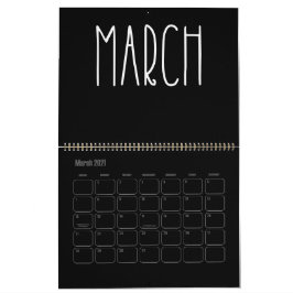 Moderne zwart-wit gevulde kalender