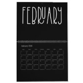 Moderne zwart-wit gevulde kalender (Feb 2026)