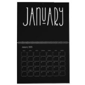Moderne zwart-wit gevulde kalender (Jan 2026)