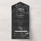 Moderne Zwart & Wit Glam Diamanten Geen Diner All In One Uitnodiging (Binnen)