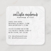 Moderne Zwart Wit Glitter Swirly Marble Ink Vierkante Visitekaartje (Achterkant)