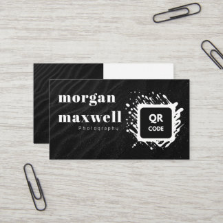 Moderne zwart-wit golf fotografie QR-code Visitekaartje