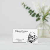 Moderne zwart-wit Gorilla Tattoo Artiest Visitekaartje (Staand voorkant)