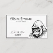 Moderne zwart-wit Gorilla Tattoo Artiest Visitekaartje (Voorkant)
