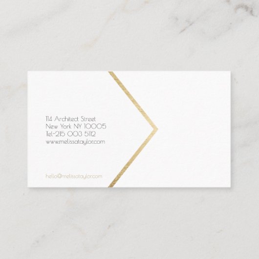 Moderne zwart wit goud palmboom architect visitekaartje (Achterkant)