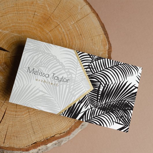 Moderne zwart wit goud palmboom architect visitekaartje