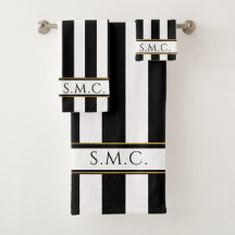 Moderne Zwart Wit Goud strepen badkamer