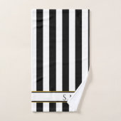 Moderne Zwart Wit Goud strepen badkamer Bad Handdoek (Handdoek)