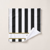 Moderne Zwart Wit Goud strepen badkamer Bad Handdoek (Wasdoekje)