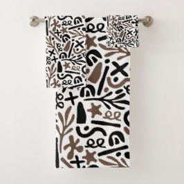 Moderne zwart wit grijs abstract bad handdoek
