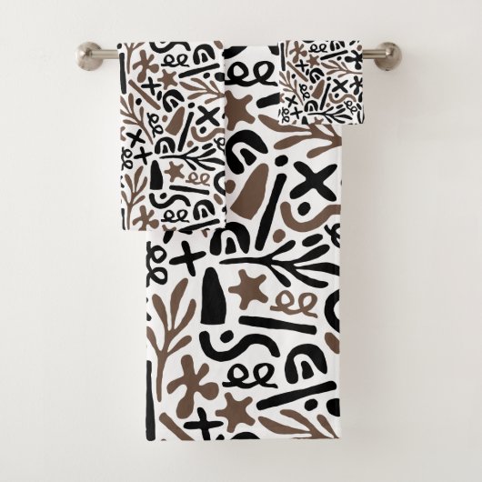 Moderne zwart wit grijs abstract bad handdoek (Insitu)