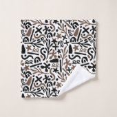 Moderne zwart wit grijs abstract bad handdoek (Wasdoekje)