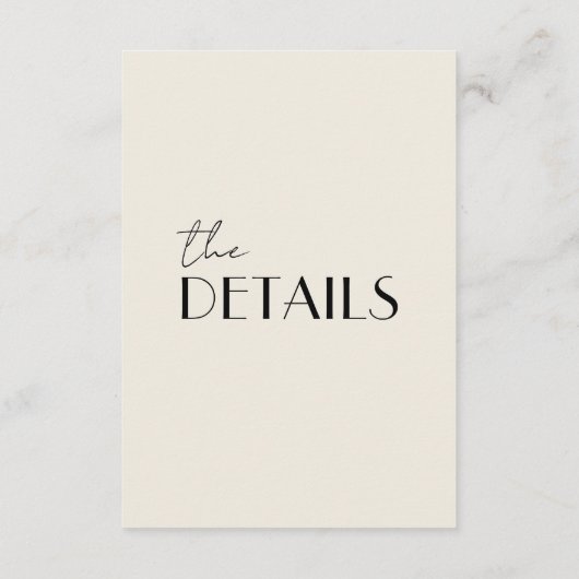 Moderne zwart-wit grillige bruiloft details informatiekaartje (Achterkant)