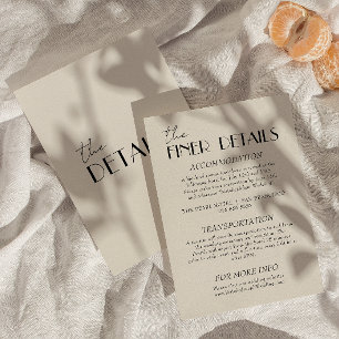 Moderne zwart-wit grillige bruiloft details informatiekaartje