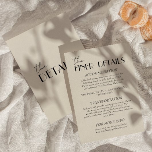 Moderne zwart-wit grillige bruiloft details informatiekaartje